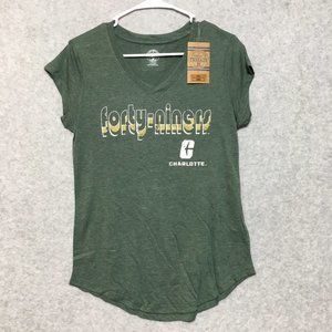 UNC Charlotte Forty-Niners Womens Large 12/14 Shirt Green Short Sleeve V-neck